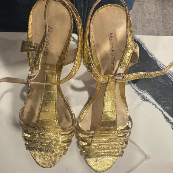 Alexandre Birman Gold Croc Leather Heel Sandals- barely worn sz 8.5 - Picture 2 of 4